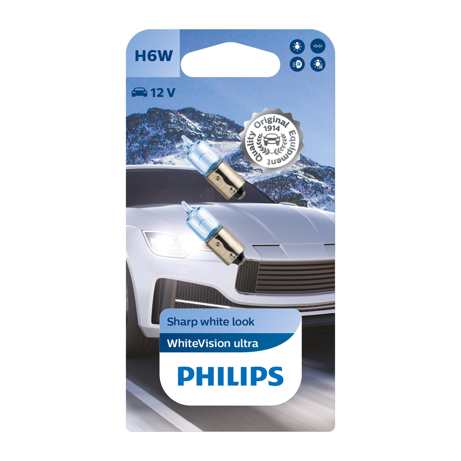 Philips WhiteVision ultra H6W Signallampe, Doppelblister, 543430, Double blister von Philips automotive lighting