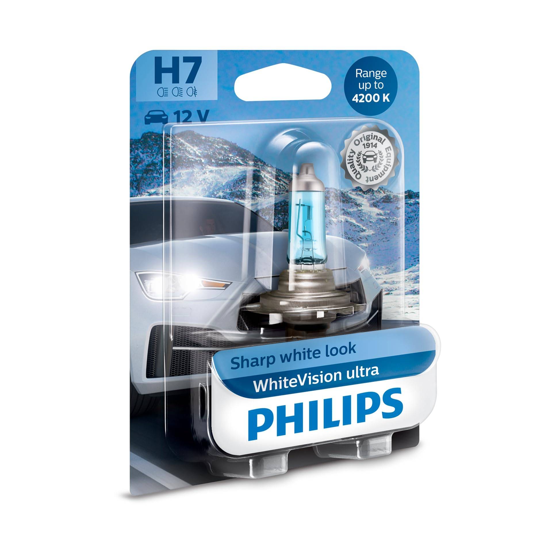 Philips WhiteVision ultra H7 Scheinwerferlampe, 4.200K, Einzelblister von Philips automotive lighting