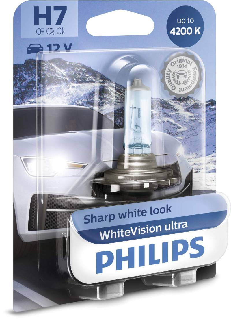 Philips WhiteVision ultra H7 Scheinwerferlampe, 4.200K, Einzelblister von Philips automotive lighting