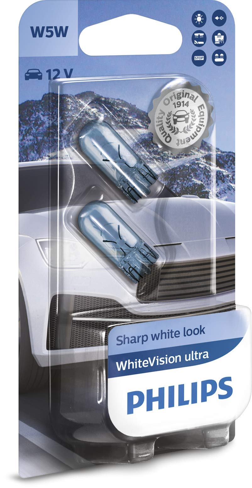 Philips, Halogen WhiteVision ultra W5W Signallampe, Doppelblister, 35484330, Double blister, Autos , Blau von Philips automotive lighting