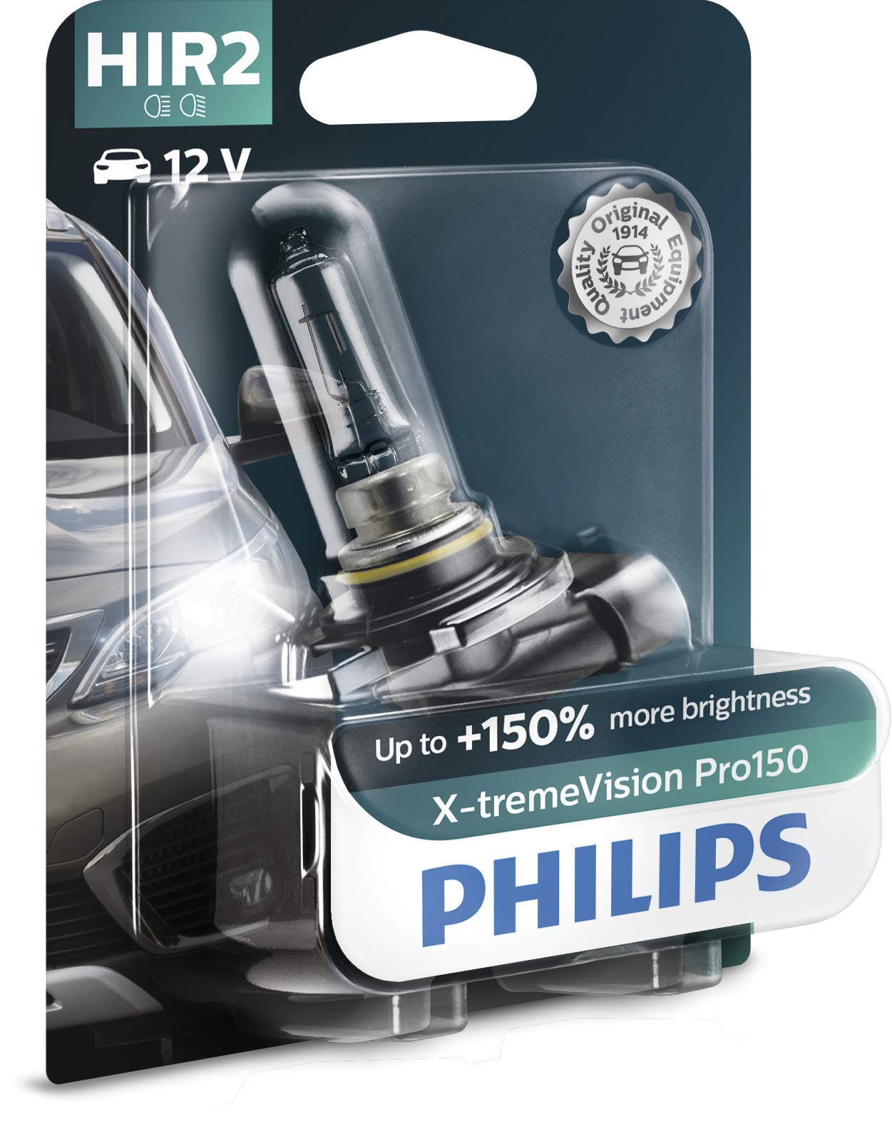 Philips X-tremeVision Pro150 HIR2 Scheinwerferlampe +150%, Einzelblister, 561828, Single blister, Halogen Gelb von Philips automotive lighting