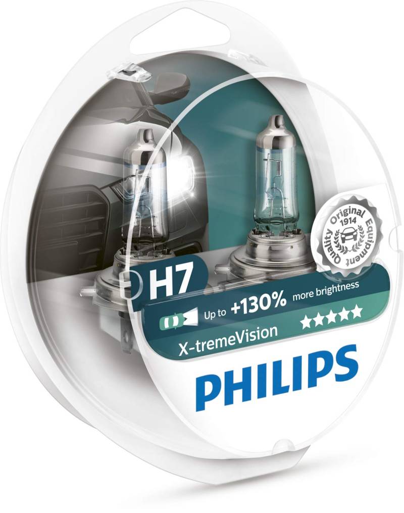 Philips automotive lighting 12972XV+S2 XtremeVision 130 Prozent Scheinwerferlampe H7 Autolampen Halogen Glühlampe, 2 Stück, Twin box von Philips