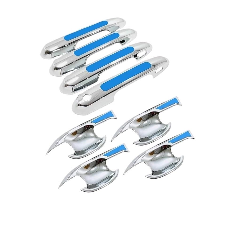 Außen Türgriff Hinten Rechts Auto Türgriff Tür Schüssel Schutz Abdeckung Trim Für RAV4 Für XA50 2019 2020 2021 2022 2023 2024 Zubehör(Silver Blue 8pcs) von Pibid