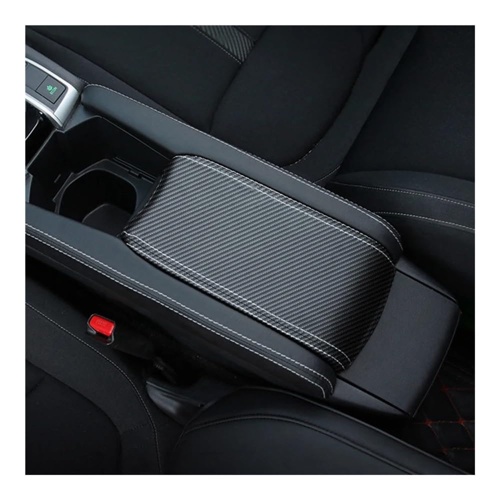 Auto Innenmittelkonsolen Schalttafel Für Civic 10. Generation 2016 2017 Auto Center Konsole Deckel Armlehne Box Schutz Abdeckung Matte Innen Zubehör(Carbon-black splice) von Pibid
