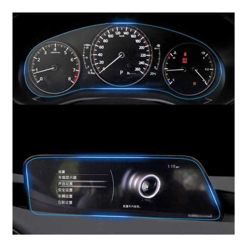 GPS Displayschutzfolie Für 3 2019 2020 2021 8,8 Zoll GPS Navigation Gehärtetem Glass Display-schutzfolie Instrumententafel Schutz Film(Instrument and GPS) von Pibid