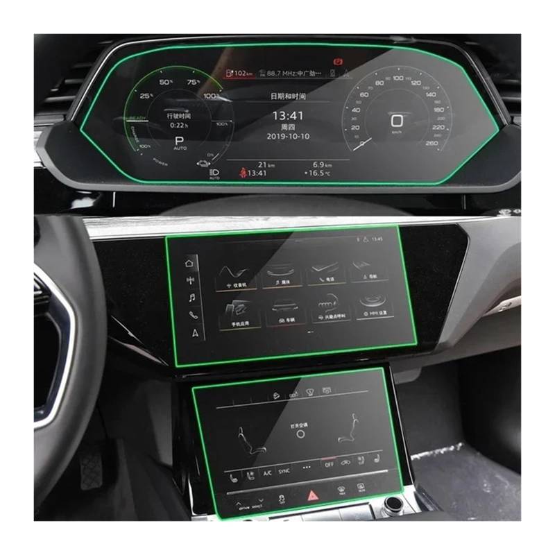 GPS Displayschutzfolie Für E-tron 2018-2021Gehärtetes Glass Auto GPS Navigation Dashboard Schutz Bildschirm Schutz Film Aufkleber Auto Zubehör(Navigation Dashboard) von Pibid