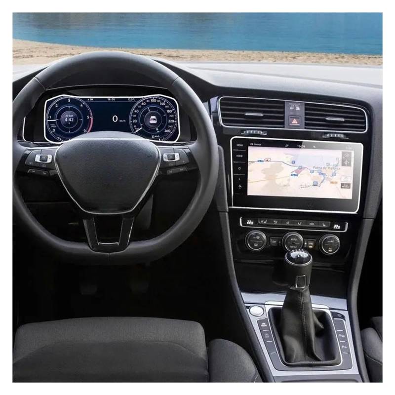 GPS Displayschutzfolie Für Golf 7 2018-2020 Auto GPS Navigtion Gehärtetem Glass Screen Protector Dashboard Bildschirm(GPS and Instrument) von Pibid
