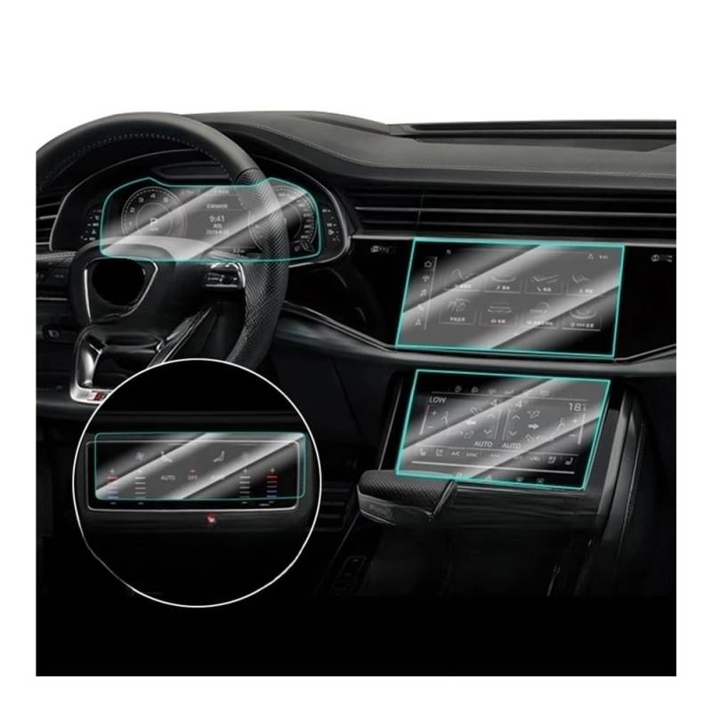 GPS Displayschutzfolie Für Q7 Für Q8 2020 2021 2022 Gehärtetem Glass Schutz Film Auto Navigation Screen-Dashboard Bildschirm Auto Innen(A Set 4 PCS) von Pibid