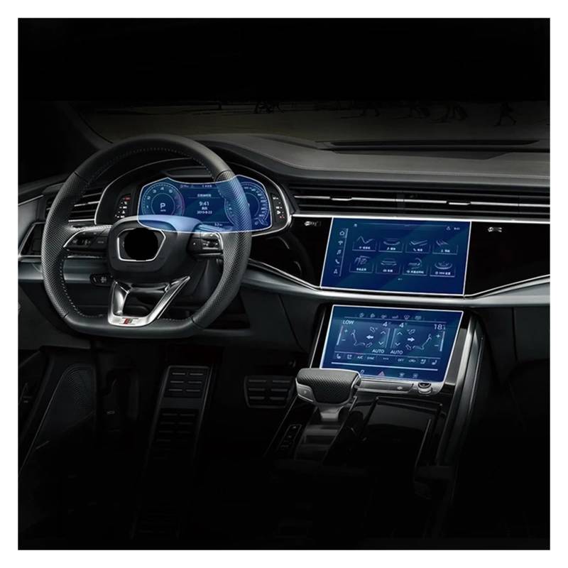 GPS Displayschutzfolie Für Q8 2018 2019-2022 Gehärtetes Glass Autonavigationsbildschirm Film Armaturenbrett Film Innenzubehör(A Set) von Pibid