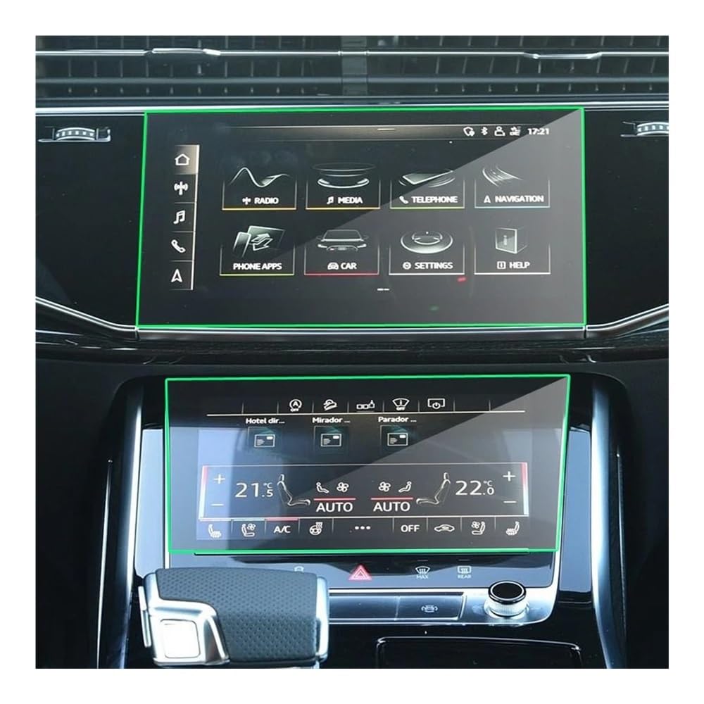 GPS Displayschutzfolie Für Q8 2019 2020 2021 Auto Navigation Gehärtetes Glass Display-schutzfolie Aufkleber GPS Dash Board Bildschirm Schutz(Up and down Screen) von Pibid