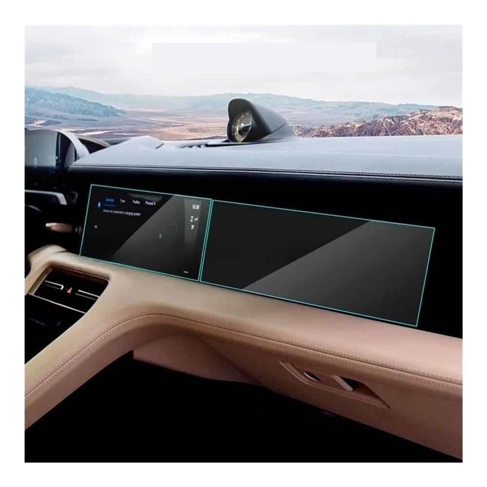 GPS Displayschutzfolie Für Taycan 2020 2021 2022 Gehärtetes Glass Screen Protector Film Auto GPS Navigation Dashboard Klimaanlage Schutz Film(A Set 2 PCS) von Pibid