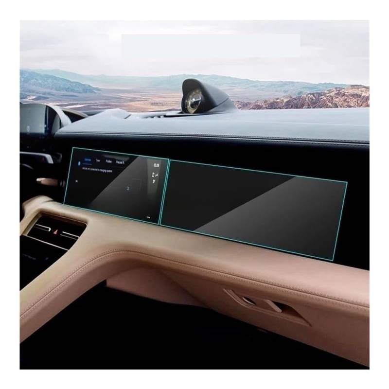 GPS Displayschutzfolie Für Taycan 2020 2021 2022 Gehärtetes Glass Screen Protector Film Auto GPS Navigation Dashboard Klimaanlage Schutz Film(A Set 2 PCS) von Pibid