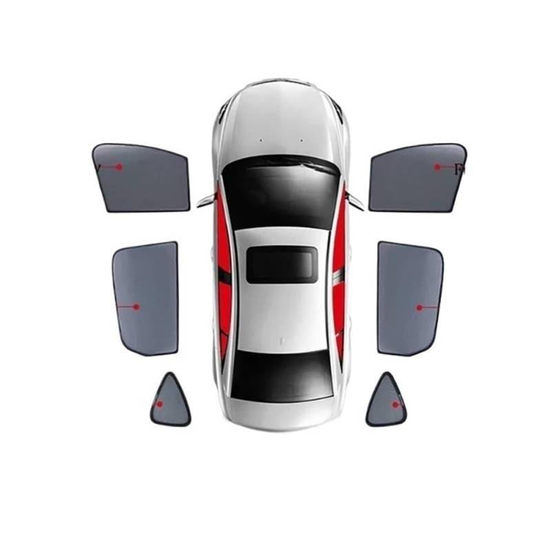 Seitenfenster Sonnenschutzvisier Für X-Trail 2014-2020 Hinten Seite Fenster Sonnenschutz Visier Auto Sonnenschutz Magnetische Front Windschutzscheibe Mesh Vorhang(6PCS) von Pibid