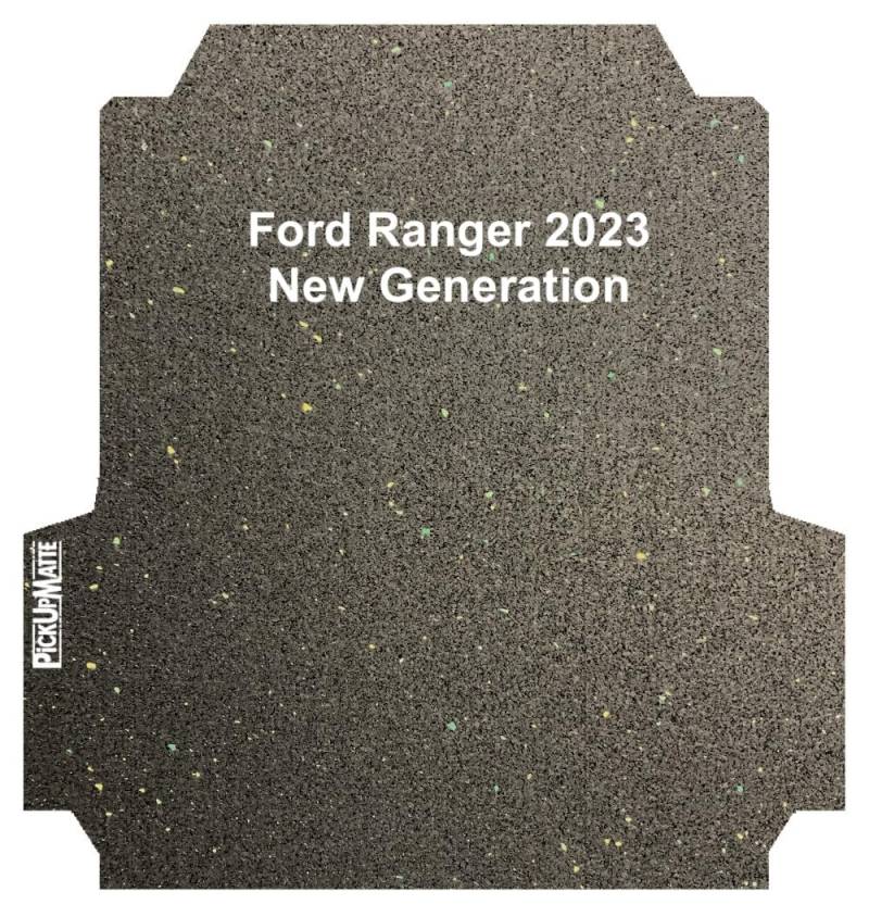 PICKUPMATTE Antirutschmatte Ford Ranger 2023 New Generation Doppelkabine Raptor WILDTRAK DOKA m. original Laderaumwanne ab BJ 01/2023 - Variante Ausbuchtung an der Kabinenrückwand - Form #1 von PIQUP