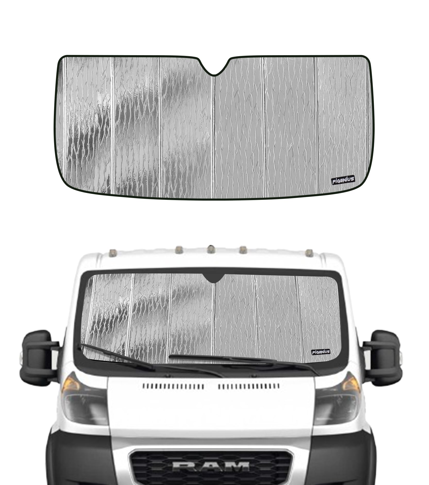 Pigenius Windschutzscheiben-Sonnenschutz für Ram Promaster 2014–2024, Frontscheiben-Sonnenschutz, 2-in-1 reflektierender Sonnenschutz, Silber für den Sommer, Schwarz für den Winter Pigenius Windschutzscheiben-Sonnenschutz für Ram Promaster 2014–2024, Frontscheiben-Sonnenschutz, 2-in-1 reflektierender Sonnenschutz, Silber für den Sommer, Schwarz für den Winter von Pigenius