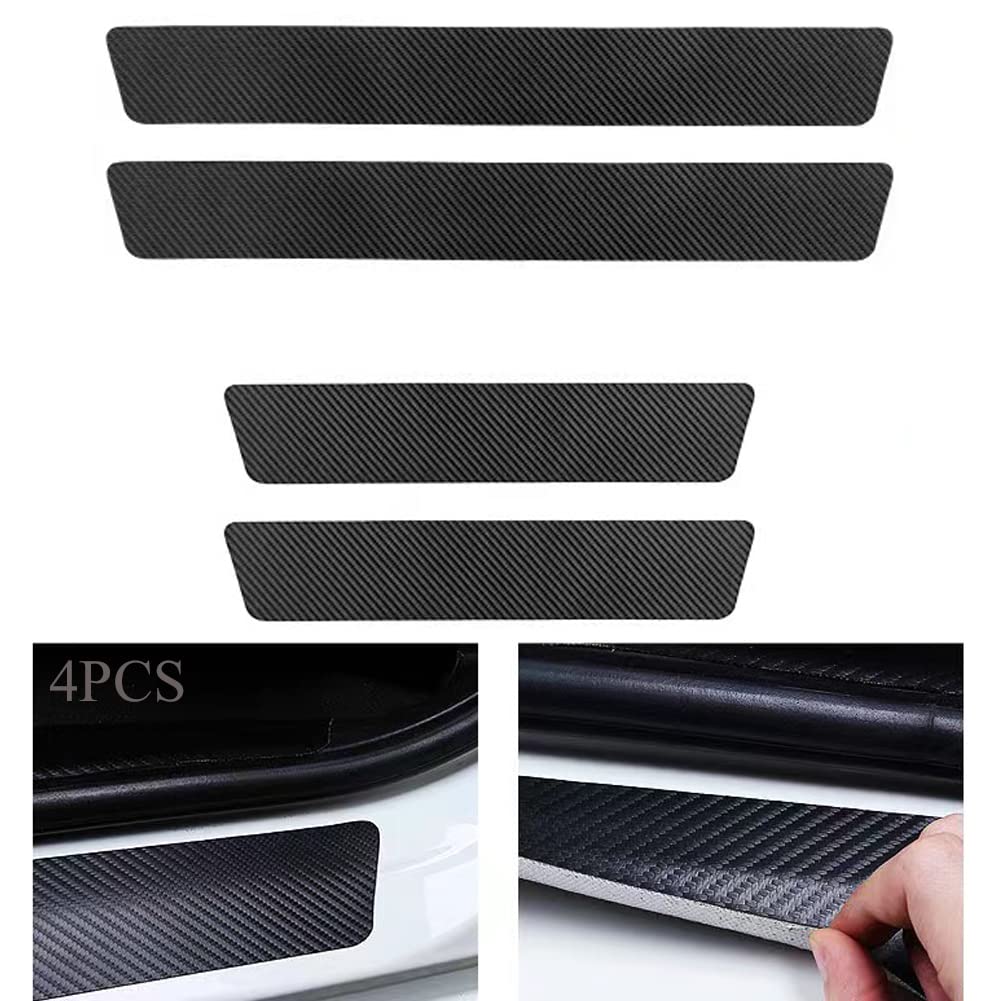 4 Stück 4D Carbon Fiber Auto Einstiegsleisten Schutz Türschweller Aufkleber Sill Scuff Plate Türschwelle Zubehör (für Allgemein) von Pikioraz