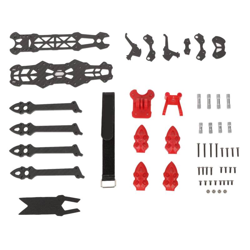 FPV Racing Drone Frame Professionelle Kohlefaser -Quadcopter -Rahmen 225 mm Radstand H -Form Struktur Stoßdämpfung Design für RC -Drohnenzubehör (Rot) von Pilipane