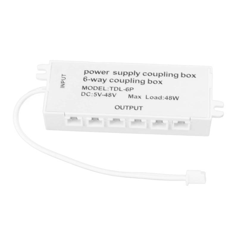 Pilipane 6 -Wege -Kopplungsbox -Stromversorgungsanschluss -Box Compact Plug and Play DC -Stromkupplungsbox für LED -Licht -Installation ABS -Material 5 48 V 48W von Pilipane
