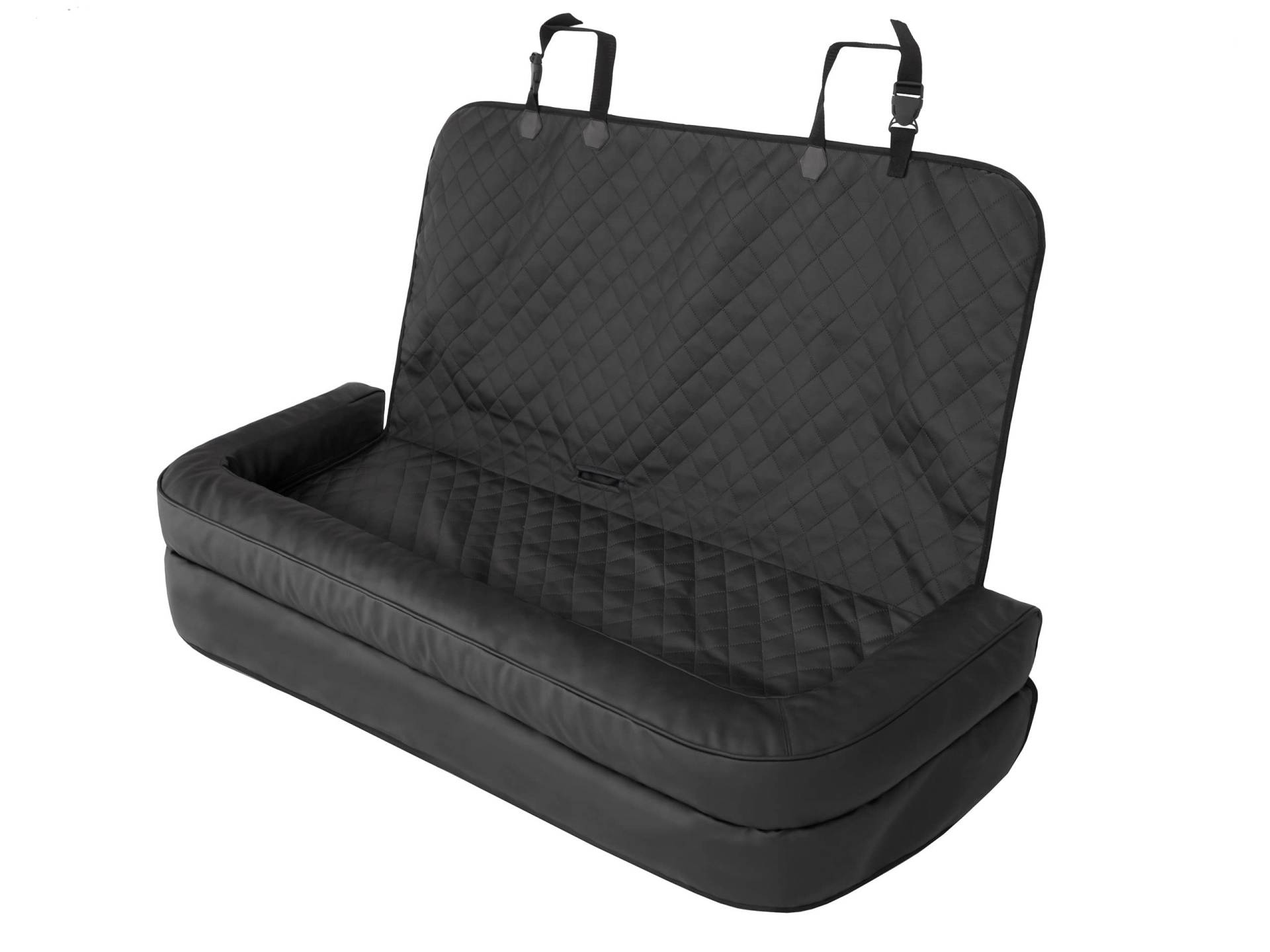 PillowPrim Hundeautositz, Hundedecke Auto rückbank, Transportbox Katze, Hundebox, Hundekorb, Hundegeschirr, Hundebett, Hundekörbchen, Schwarz Skaj, 42x55cm von PillowPrim