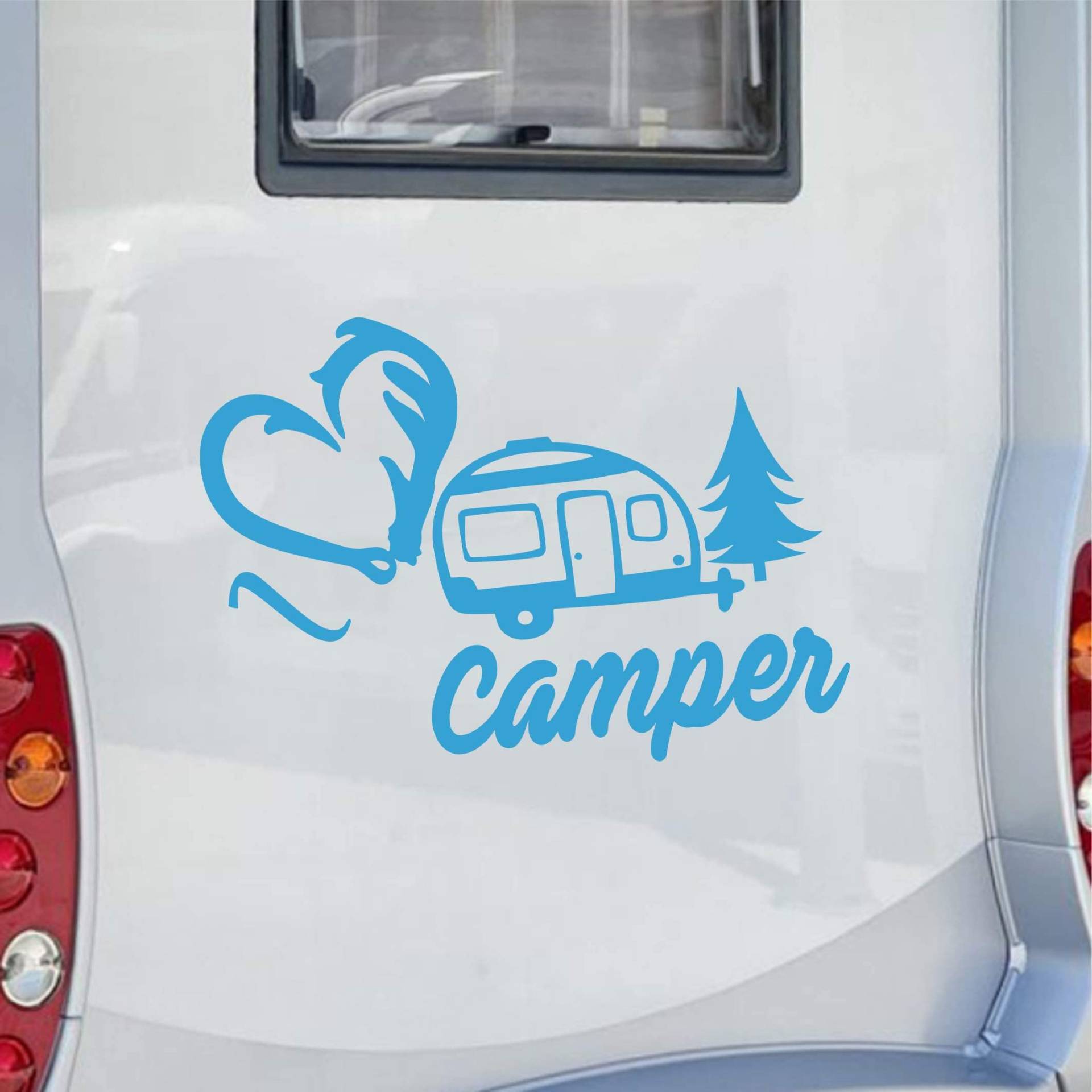 Aufkleber-Set, Wohnmobil, I Love Camper Herz, Liebe, Wohnwagen, Caravan, Decal, Farbe 1828 (056 hellblau, 55 x 42 cm) von Pimastickerslab