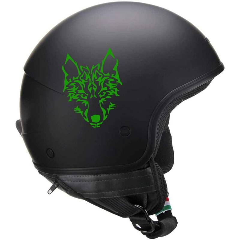 Pimastickerslab Kit 2 Aufkleber für Helm Wolf Wolf Motorrad Auto Tank Koffer Chopper Harley Code 1722 (064 Limettengrün) von Pimastickerslab