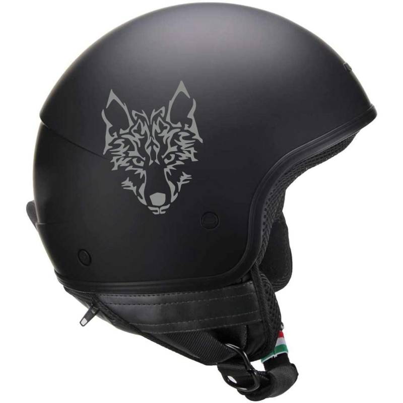 Pimastickerslab Set mit 2 Aufklebern für Helm Wolf Motorrad Auto Tank Koffer Chopper Harley Artikel 1722 (074 mittelgrau) von Pimastickerslab