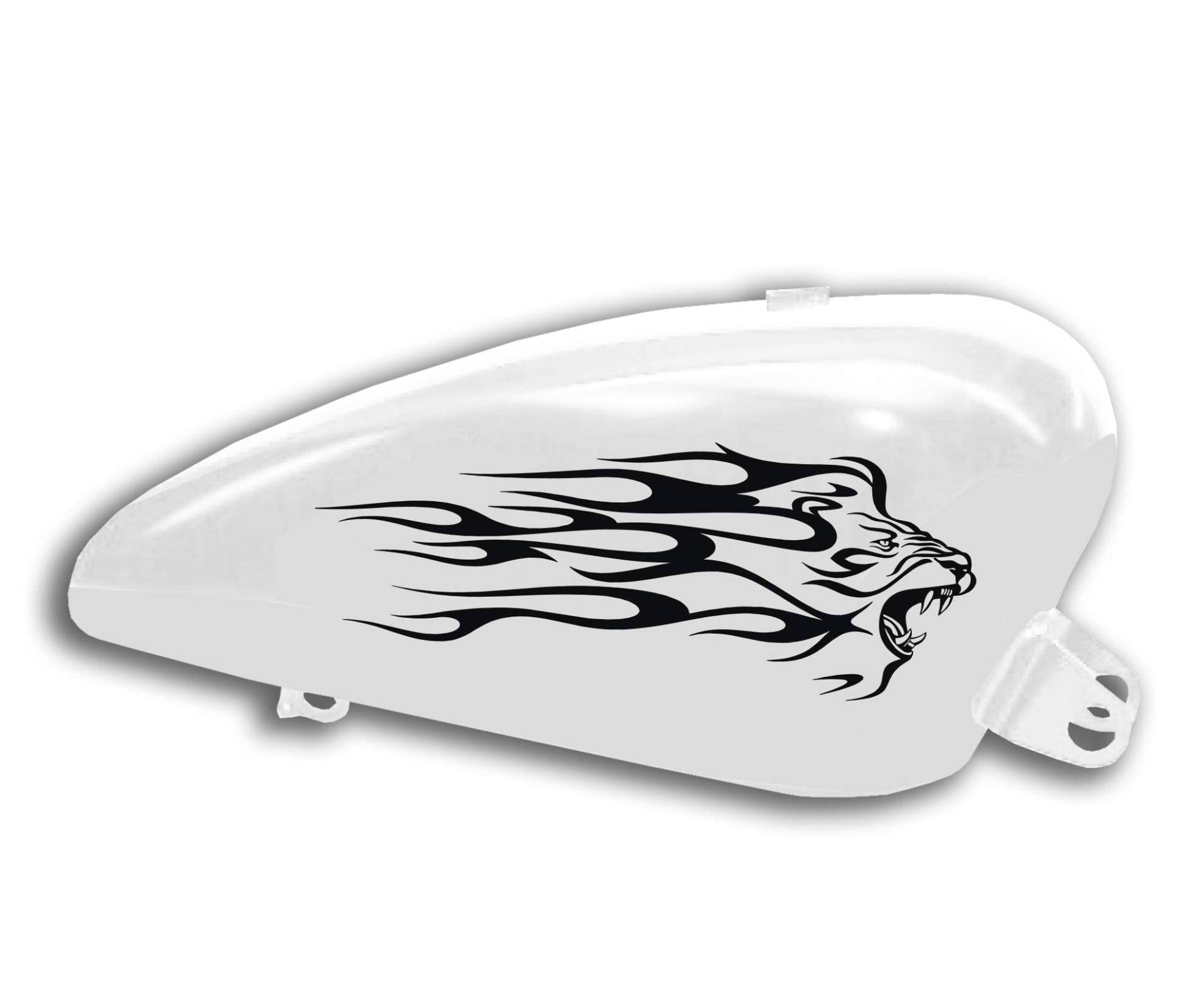 Set 2 Aufkleber Motorrad Tank Leo Lion Flamme Shadow Rebel Vulcan Boulevard Chief Harley Bob Chopper Old Style Vintage Cod.1794 (070 schwarz, glänzend (glossy_lucid)) von Pimastickerslab