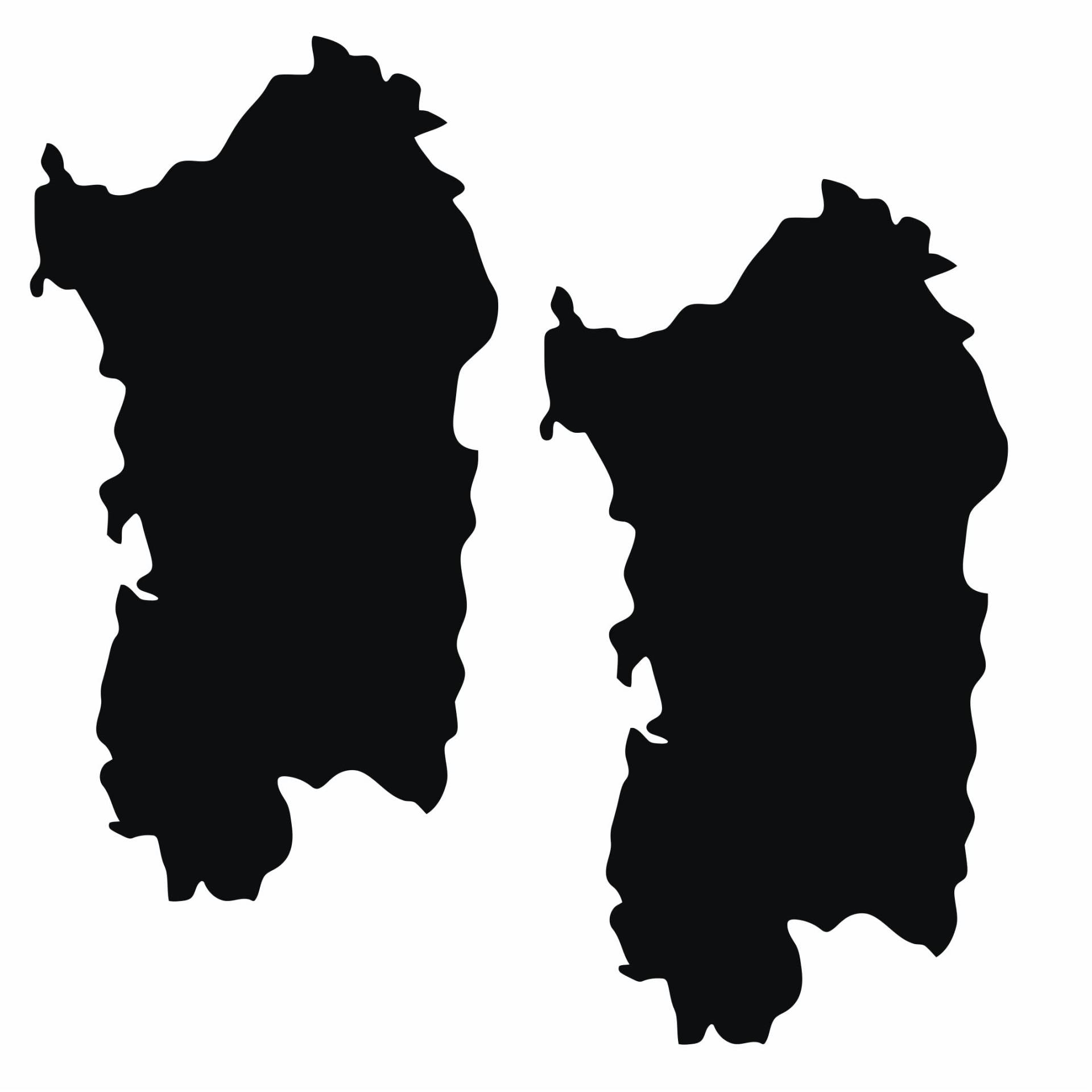 Kit 2 Aufkleber für Auto Motorrad Camper Sticker Sardinien Region Italien Konturschnitt (Größe je 6,5 x 12 cm), Farbe Code 1854 (070 Schwarz) von Pimastickerslab