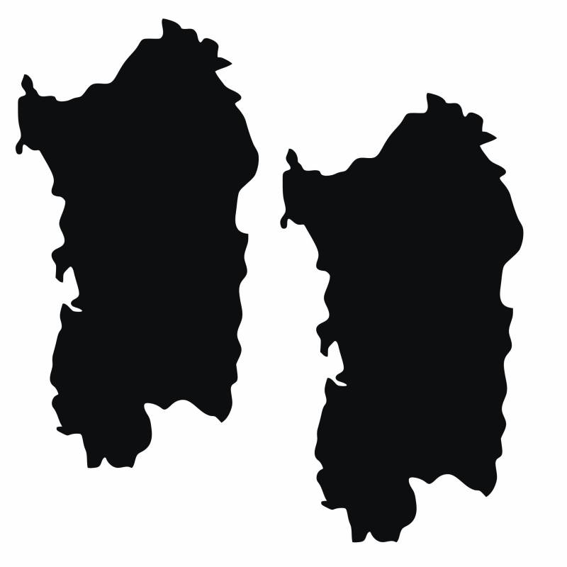 Kit 2 Aufkleber für Auto Motorrad Camper Sticker Sardinien Region Italien Konturschnitt (Größe je 6,5 x 12 cm), Farbe Code 1854 (070 Schwarz) von Pimastickerslab