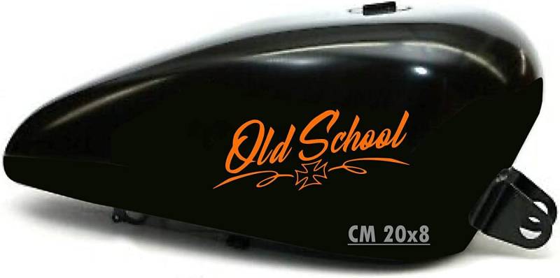 Set mit 2 Aufklebern für Motorrad, Old School Bobber Chopper Harley Custom Vintage Code 1671 (035 Orange, glänzend (Glossy_Polier)) von Pimastickerslab