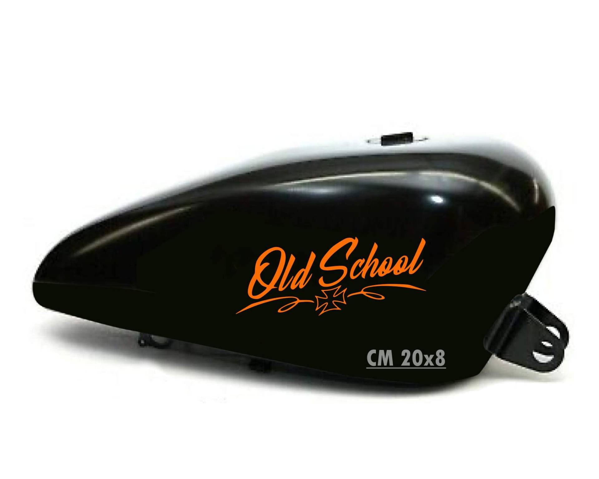 Set mit 2 Aufklebern für Motorrad, Old School Bobber Chopper Harley Custom Vintage Code 1671 (035 Orange, matt (matt_opaque)) von Pimastickerslab