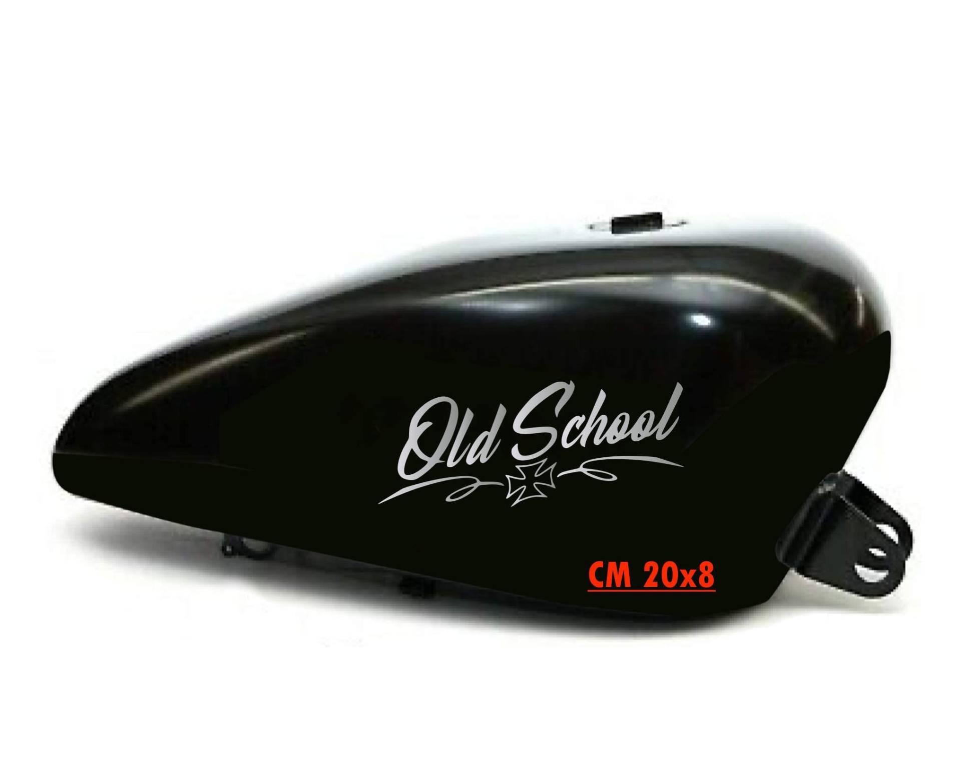 Set mit 2 Aufklebern für Motorrad, Old School Bobber Chopper Harley Custom Vintage Code 1671 (090 Silber, glänzend (Glossy_Polier)) von Pimastickerslab