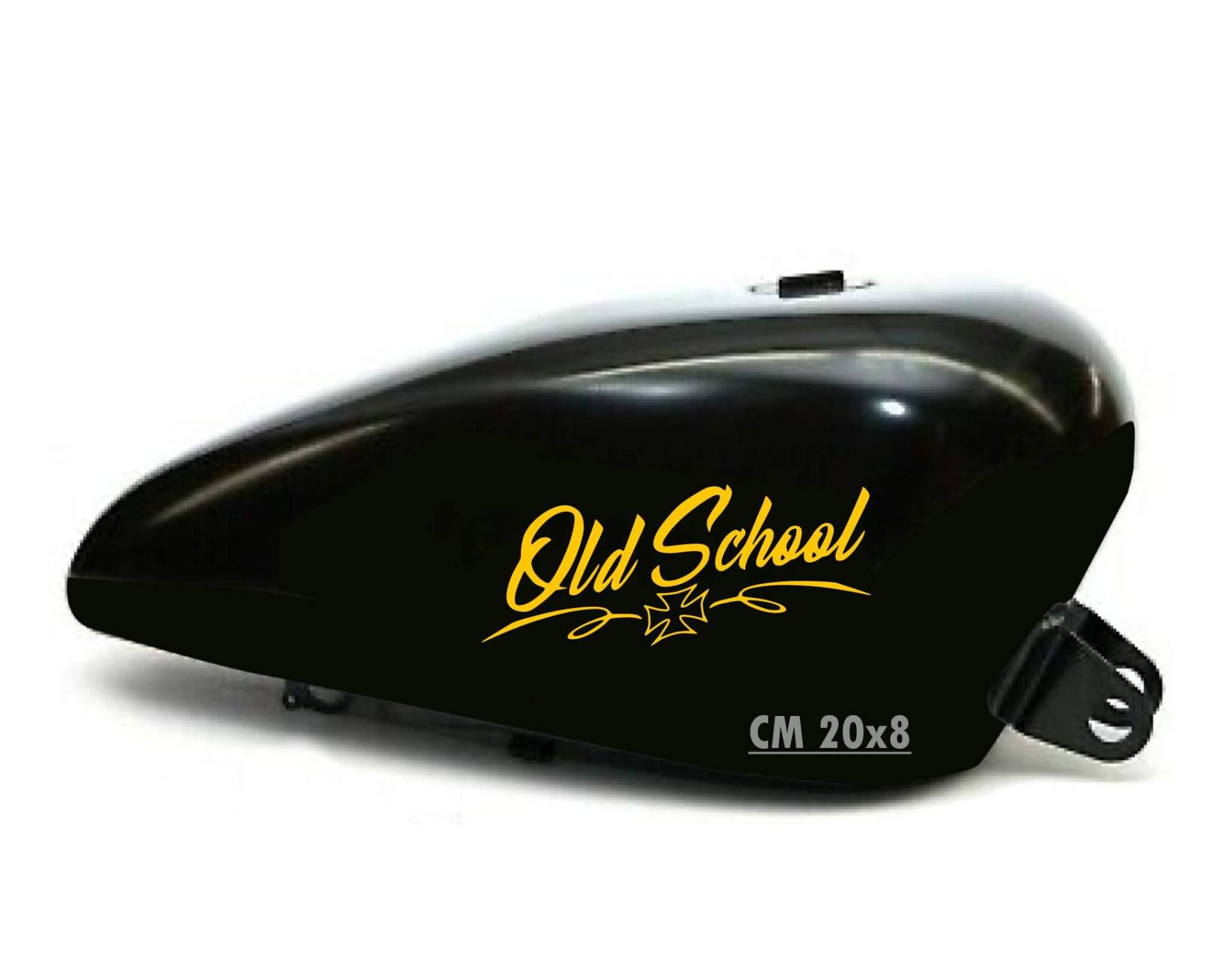 Set mit 2 Aufklebern für Motorrad, Tank, Old School Bobber Chopper Harley Custom Vintage, Code 1671 (021 Gelb, matt (matt_opaque)) von Pimastickerslab