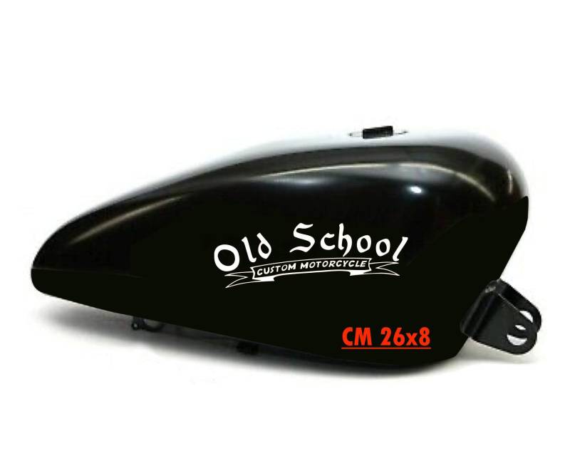 Set mit 2 Aufklebern für Motorrad, Tank, Old School Bobber Chopper Harley Custom Vintage Old Style, Code 1666 (010, weiß, glänzend (glossy_poliert)) von Pimastickerslab
