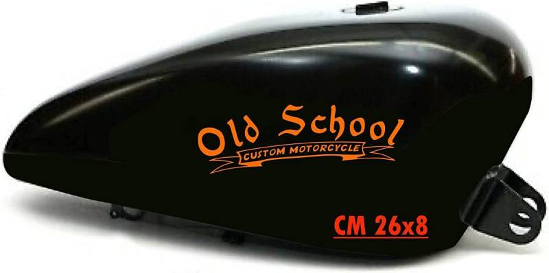 Set mit 2 Aufklebern für Motorrad, Tank, Old School Bobber Chopper Harley Custom Vintage Old Style Code 1666 (035 Orange, matt (matt_opaque)) von Pimastickerslab