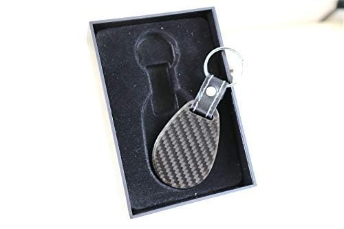 Pinalloy Echt Carbon Schlüsselanhänger Schlüsselanhänger mit genähtem Leder (Style B) von Pinalloy