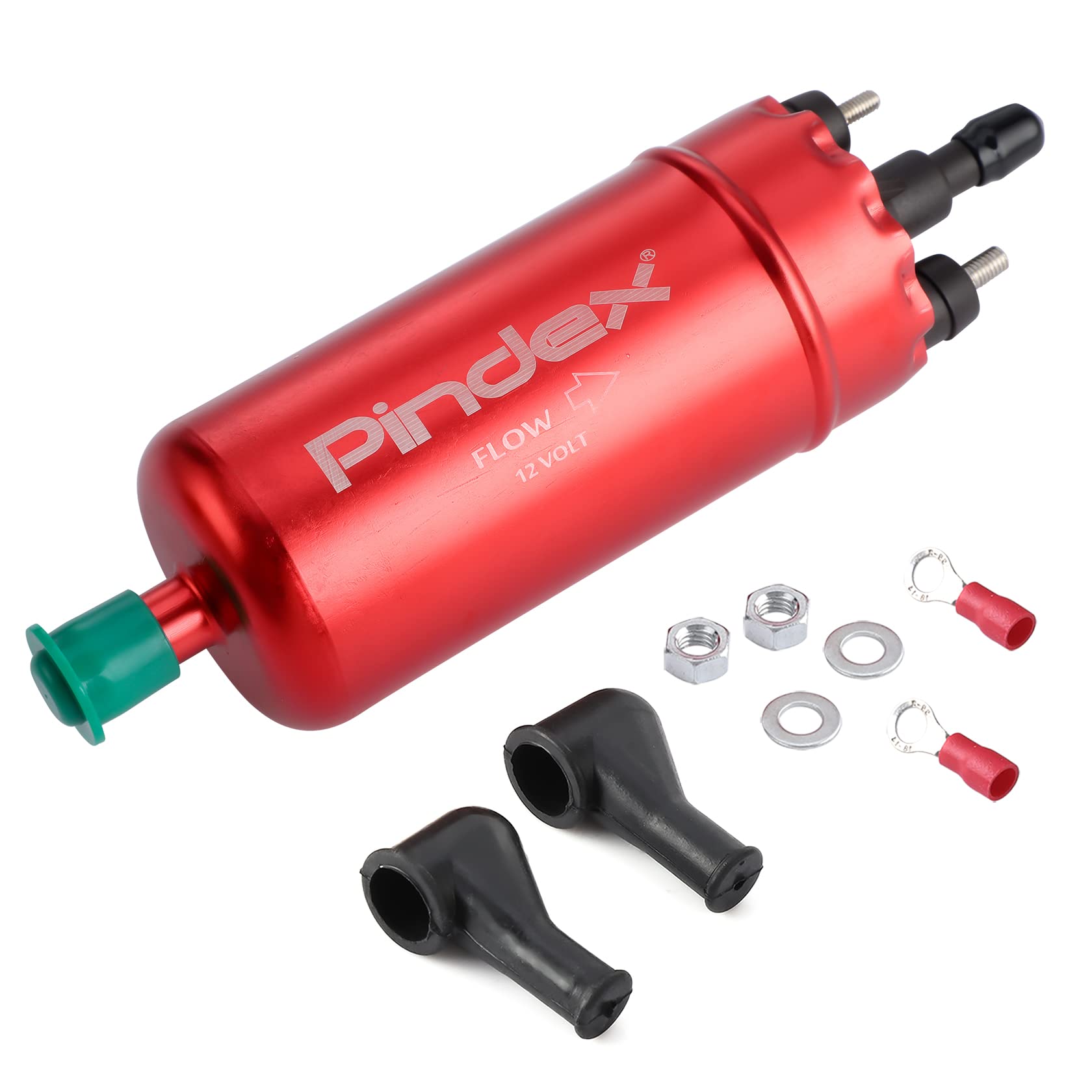 Pindex Elektrische Hochdruck-Kraftstoffpumpe 12V,Inline-Kraftstoffpumpe,Benzinpumpe für Benzin, Diesel,Universelle Ersatz-Kraftstoffförderpumpe 0580464070 (Rot) von Pindex