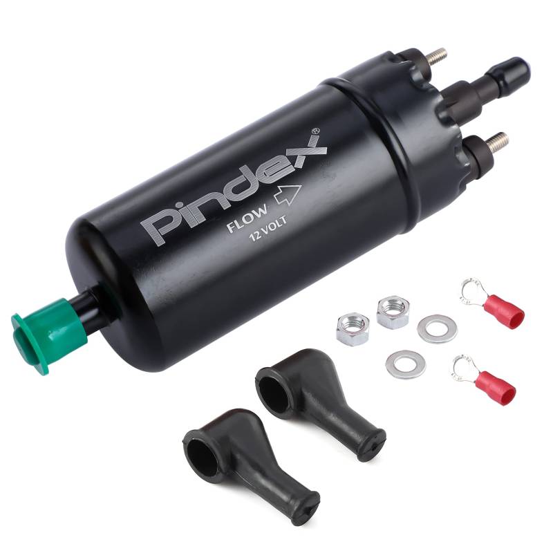 Pindex Elektrische Hochdruck-Kraftstoffpumpe 12V,Inline-Kraftstoffpumpe,Benzinpumpe für Benzin, Diesel,Universelle Ersatz-Kraftstoffförderpumpe 0580464070 (Schwarz) von Pindex