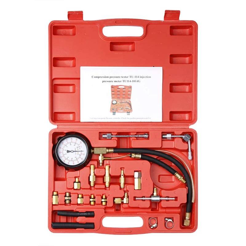 Pindex Kompressionstester KFZ Kompressionsprüfer für Benzinmotor 0-140 PSI Verdichtungsmesser für Kraftfahrzeuge, Motorräder M14 M12 M10 M8 M6 von Pindex