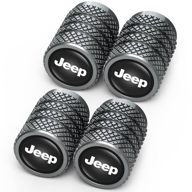 Legierung Auto Ventilkappen für Jeep Grand Cherokee Comander Wrangler Compass Renegade Patriot,4pcs Ventilkappen Auto Reifen Ventilkappe, Auto Reifen Luftabdeckungen Staubkappen, schwarz von PingoUK