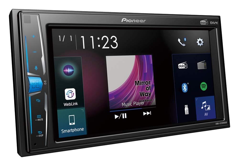 Pioneer DMH-A3300DAB 2-DIN-Multimedia Player, 6,2-Zoll ClearType-Touchscreen, Smartphone-Anbindung, USB, DAB/DAB+ Digitalradio, WebLink, Bluetooth, 13-Band-Grafikequalizer von Pioneer