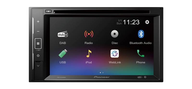 Pioneer AVH-A240DAB-AN 2-DIN-Multimedia Player, 6,2-Zoll ClearType-Touchscreen, Smartphone-Anbindung, USB, DAB/DAB+ Digitalradio, Bluetooth, 13-Band-Grafikequalizer, inklusive DAB-Antenne von Pioneer
