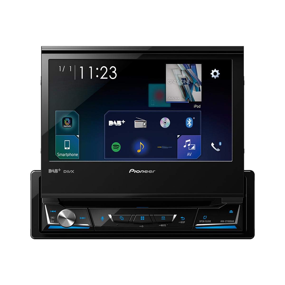 Pioneer AVH-Z7200DAB 1-DIN-Multimedia Player, ausklappbarer 7-Zoll ClearType-Touchscreen, Smartphone-Anbindung, Apple Car Play, Android Auto, USB, Bluetooth, 13-Band-Grafikequalizer von Pioneer