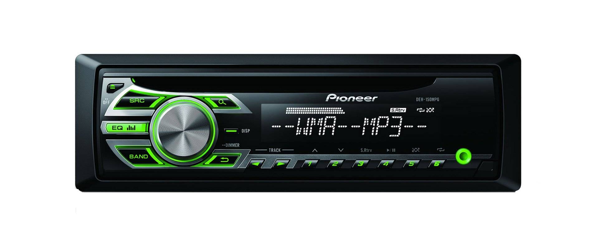 Pioneer DEH-150MPG CD-Tuner, Front AUX-IN, 4X 50 Watt, Displaybeleuchtung weiß, Tastaturbeleuchtung grün, MOSFET-Verstärker, 5-Band Graphic Equalizer von Pioneer