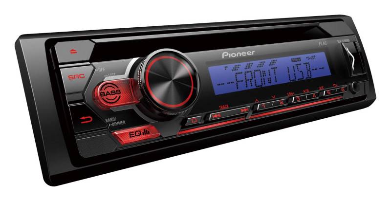 Pioneer DEH-S110UBB | 1DIN RDS-Autoradio mit roter Tastenbeleuchtung | Display blau | Android-Unterstützung | 5-Band Equalizer | CD | MP3 | USB | AUX-Eingang | ARC App von Pioneer
