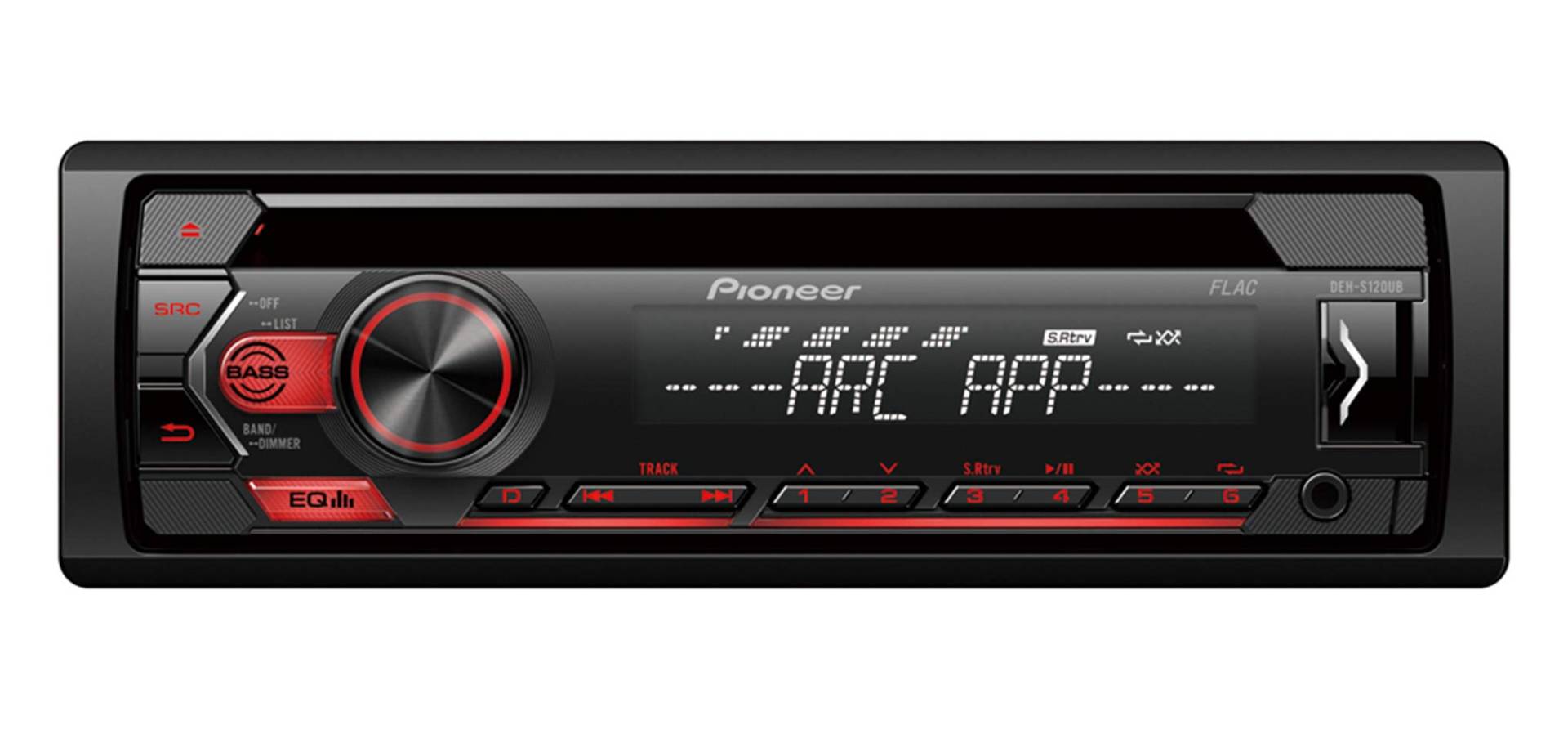 Pioneer DEH-S120UB 1DIN RDS-Autoradio mit roter Tastenbeleuchtung , Display weiß ,Android-Unterstützung , 5-Band Equalizer , CD , MP3 , USB , AUX-Eingang , ARC App von Pioneer