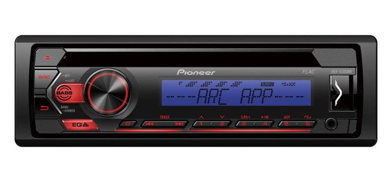 Pioneer DEH-S120UBB | 1DIN RDS-Autoradio mit roter Tastenbeleuchtung | Display blau | Android-Unterstützung | 5-Band Equalizer | CD | MP3 | USB | AUX-Eingang | ARC App von Pioneer