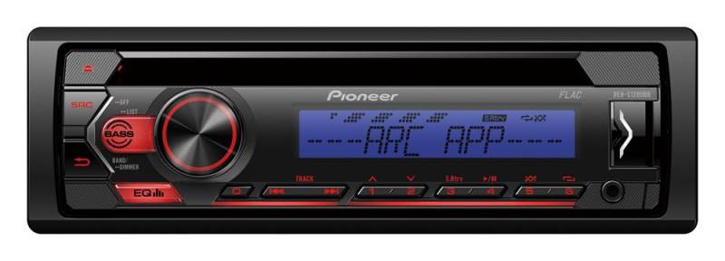 Pioneer DEH-S120UBB, 1DIN RDS-Autoradio mit roter Tastenbeleuchtung, Display blau, Android-Unterstützung, 5-Band Equalizer, CD, MP3, USB, AUX-Eingang, ARC App von Pioneer