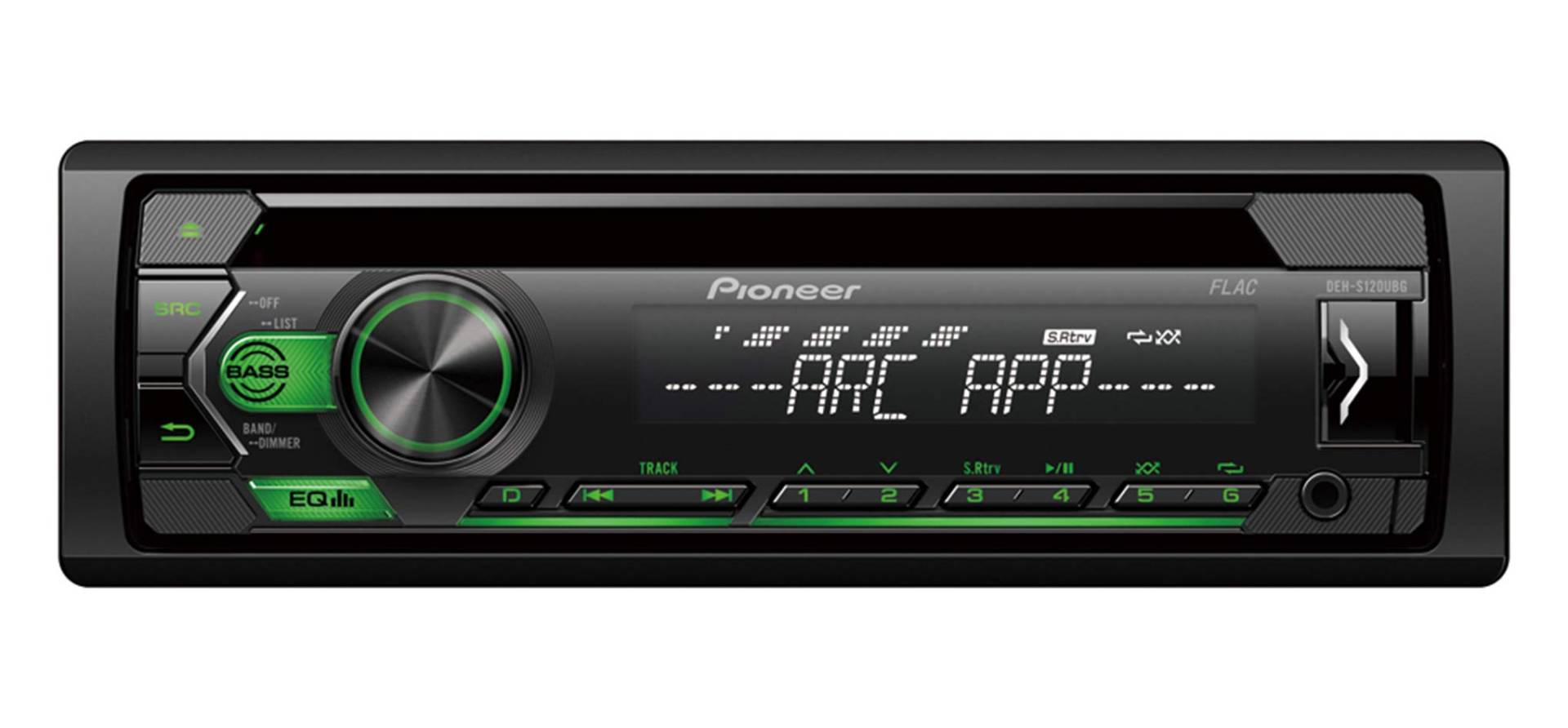 Pioneer DEH-S120UBG | 1DIN RDS-Autoradio mit grüner Tastenbeleuchtung | Display weiß | Android-Unterstützung | 5-Band Equalizer | CD | MP3 | USB | AUX-Eingang | ARC App von Pioneer