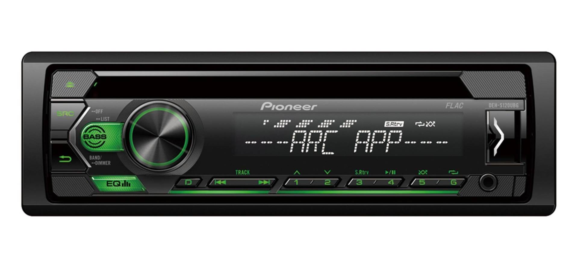 Pioneer DEH-S120UBG, 1-DIN RDS-Autoradio mit grüner Tastenbeleuchtung, Display weiß, Android-Unterstützung, 5-Band-Equalizer, CD, MP3, USB, AUX-Eingang, ARC App Pioneer DEH-S120UBG, 1-DIN RDS-Autoradio mit grüner Tastenbeleuchtung, Display weiß, Android-Unterstützung, 5-Band-Equalizer, CD, MP3, USB, AUX-Eingang, ARC App von Pioneer